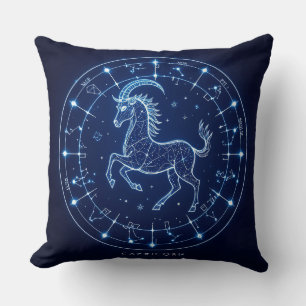 Capricorn Zodiac Sign Illustration Throw Pillow