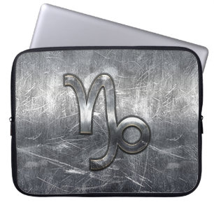 Capricorn Zodiac Sign in grunge distressed style Laptop Sleeve