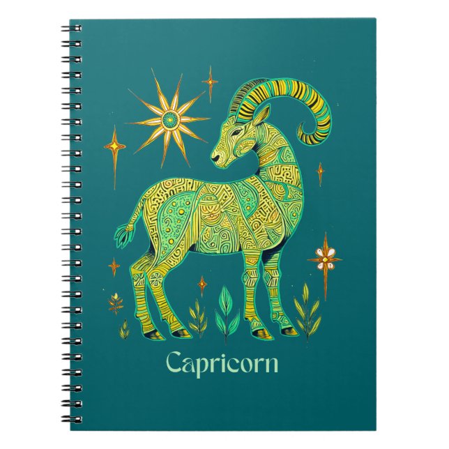 Capricorn Zodiac Sign in Intricate Patterns Notebook (Front)