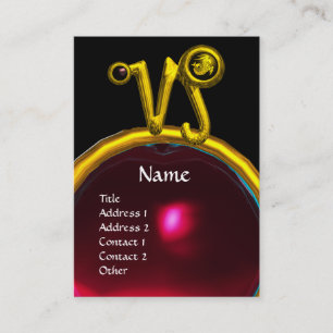 CAPRICORN ZODIAC SIGN JEWEL MONOGRAM,Red Ruby Business Card