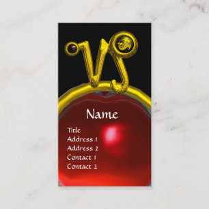 CAPRICORN ZODIAC SIGN JEWEL MONOGRAM, Red Ruby Business Card