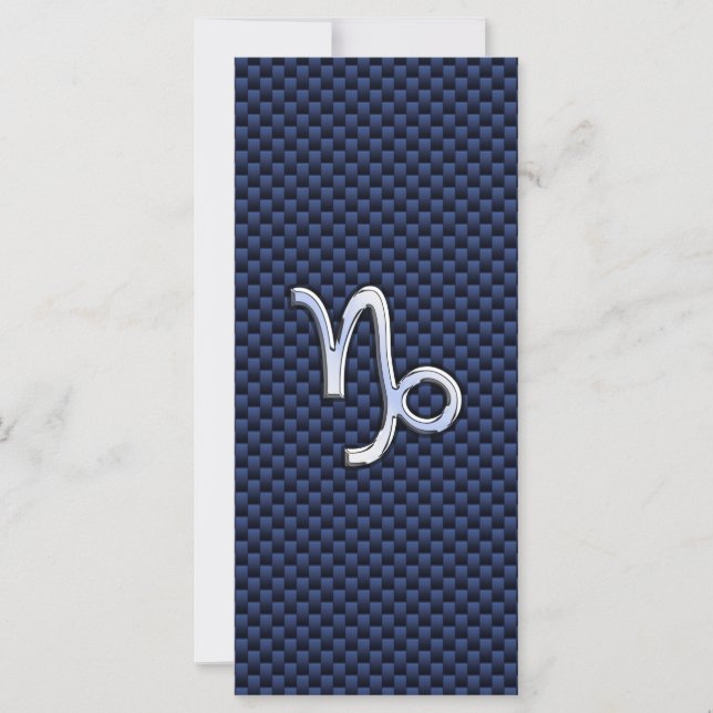 Capricorn Zodiac Sign navy blue carbon fibre style (Front)