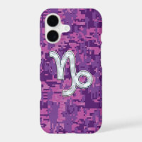 Capricorn Zodiac Sign on Fuchsia Camo