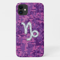 Capricorn Zodiac Sign on Fuchsia Camo