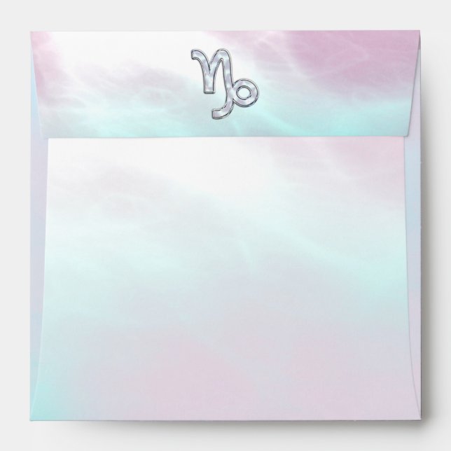 Capricorn Zodiac Sign on Mother of Pearl Nacre Envelope (Back (Top Flap))