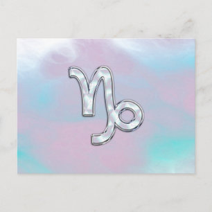 Capricorn Zodiac Sign on Mother of Pearl Style Postcard