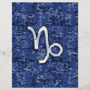 Capricorn Zodiac Sign on navy blue digital camo Flyer