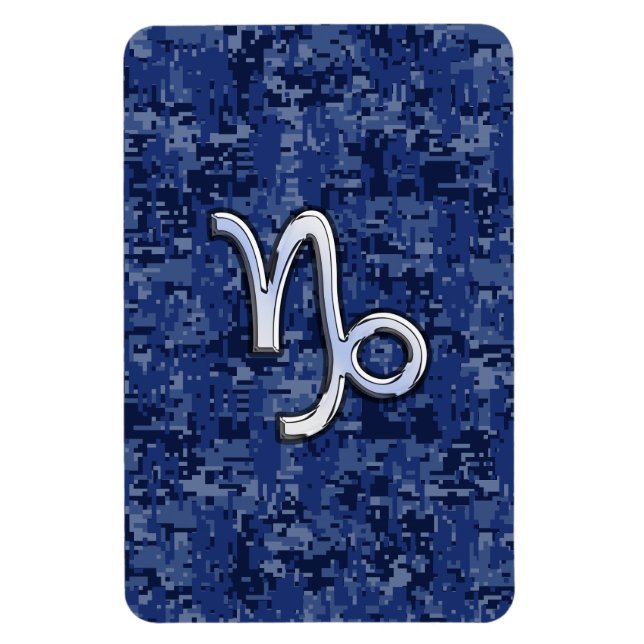Capricorn Zodiac Sign on navy blue digital camo Magnet (Vertical)