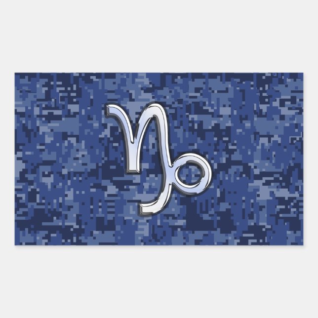 Capricorn Zodiac Sign on Navy Digital Camouflage Sticker (Front)