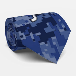 Capricorn Zodiac Sign on Navy Digital Camouflage Tie