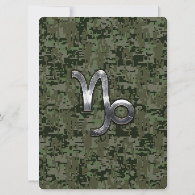Capricorn Zodiac Sign on olive green digital camo (Front)