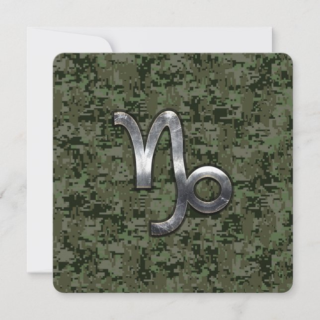 Capricorn Zodiac Sign on olive green digital camo (Front)