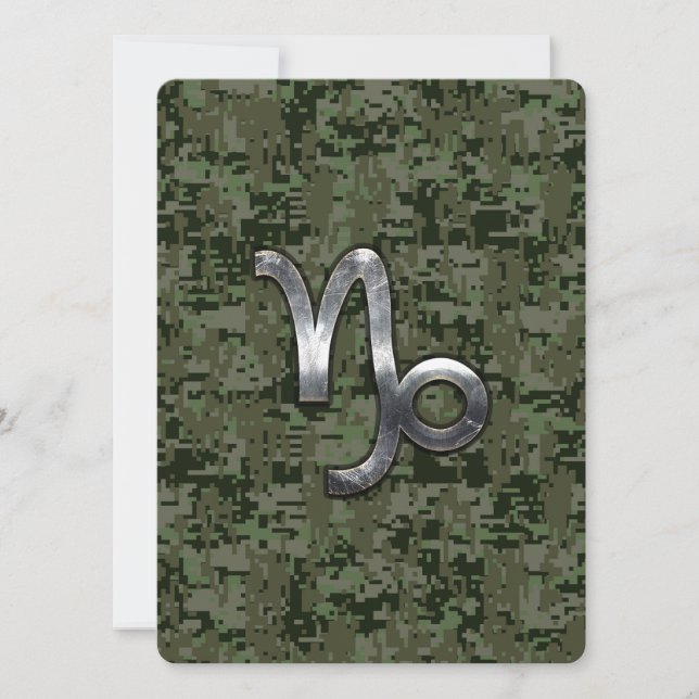 Capricorn Zodiac Sign on olive green digital camo (Front)