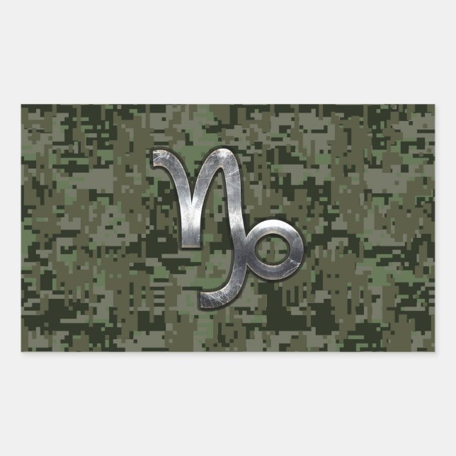 Capricorn Zodiac Sign on olive green digital camo Sticker (Front)