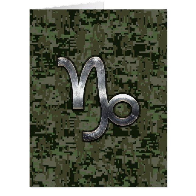 Capricorn Zodiac Sign on Woodland Digital Camo (Front)