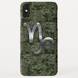 Capricorn Zodiac Sign on Woodland Digital Camo iPhone XS Max Case