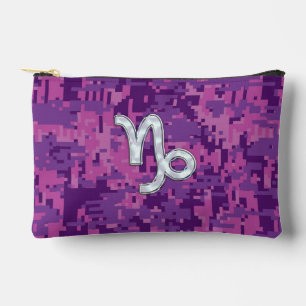 Capricorn Zodiac Sign Pink Digital Camouflage Accessory Pouch