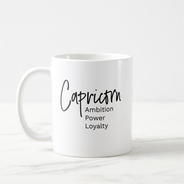Capricorn zodiac sign positive traits coffee mug (Left)
