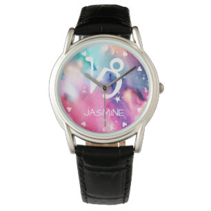 Capricorn Zodiac Sign Stunning Watercolor Paint Watch