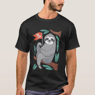 Capricorn Zodiac Sloth Cozy Character Design T-Shirt
