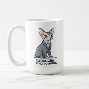 Capricorn Zodiac Sphynx Cat Built Hustle Art Coffee Mug