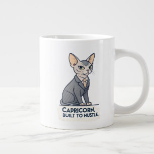 Capricorn Zodiac Sphynx Cat Built Hustle Art Large Coffee Mug