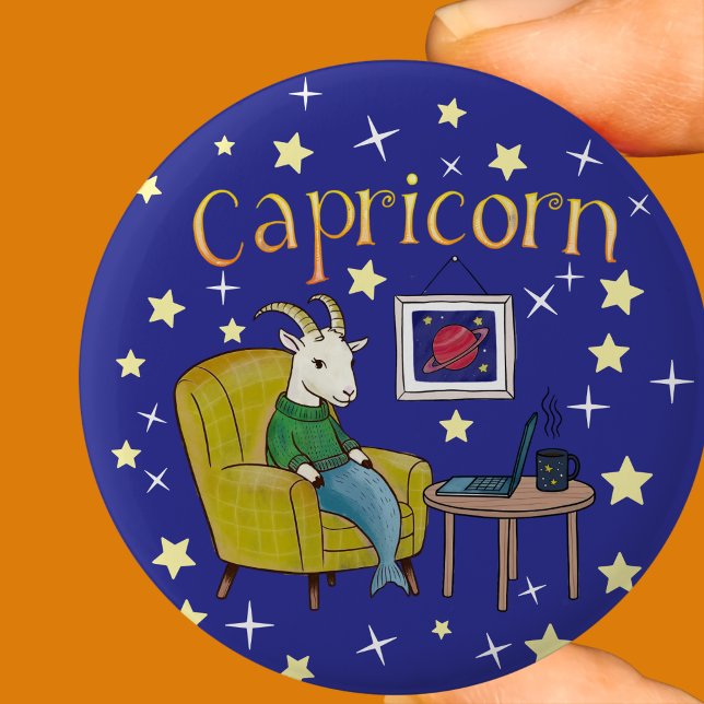 Capricorn Zodiac Star sign  2 Inch Round Button (Creator Uploaded)