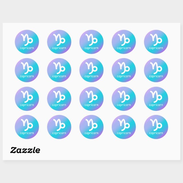 Capricorn Zodiac Star Sign Astrology Blue Gradient Classic Round Sticker (Sheet)