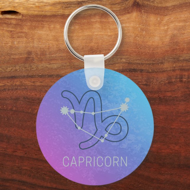Capricorn Zodiac Star Sign Horoscope Constellation Keychain (Front)
