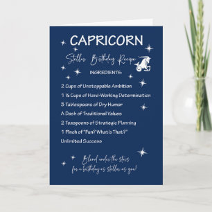 Capricorn Zodiac Stellar Birthday Recipe Card