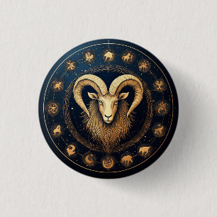 Capricorn Zodiac Symbol 1 Inch Round Button