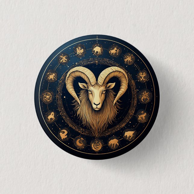 Capricorn Zodiac Symbol 1 Inch Round Button (Front)