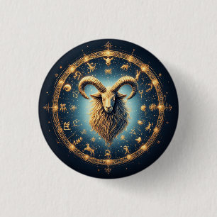Capricorn Zodiac Symbol 1 Inch Round Button