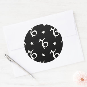Capricorn Zodiac Symbol and Stars Pattern Classic Round Sticker