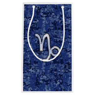 Capricorn Zodiac Symbol Blue Digital Camouflage Small Gift Bag