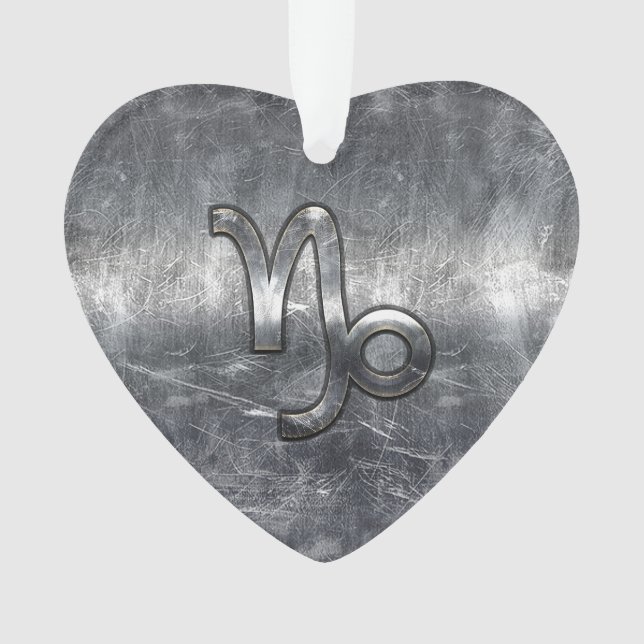 Capricorn Zodiac Symbol Distressed Steel Decor Ornament (Front)