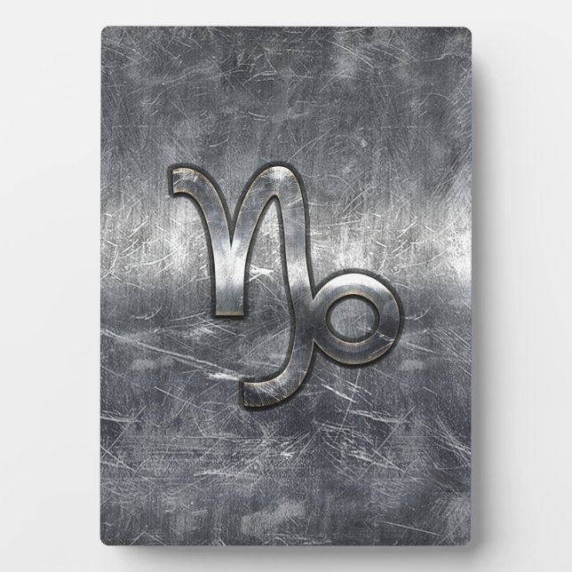 Capricorn Zodiac Symbol Distressed Steel Decor Plaque (Front)