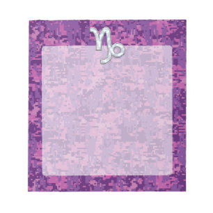 Capricorn Zodiac Symbol Fuchsia Digital Camouflage Notepad
