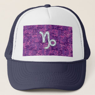 Capricorn Zodiac Symbol Fuchsia Digital Camouflage Trucker Hat