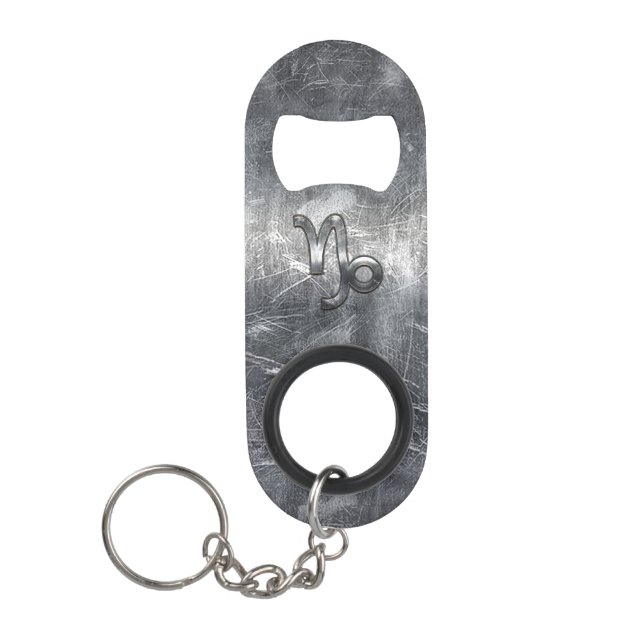 Capricorn Zodiac Symbol Grunge Distressed Style Mini Bottle Opener (Front)