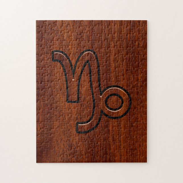 Capricorn Zodiac Symbol in Mahogany Brown Jigsaw Puzzle (Vertical)