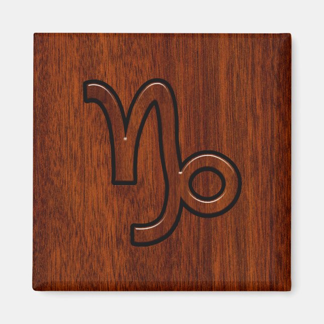 Capricorn Zodiac Symbol in Mahogany Brown Magnet (Front)