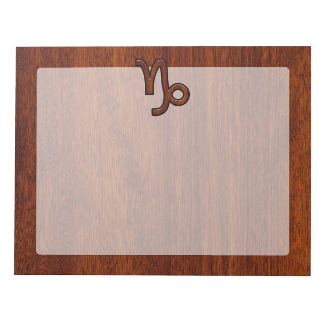 Capricorn Zodiac Symbol in Mahogany Brown Notepad (Front)