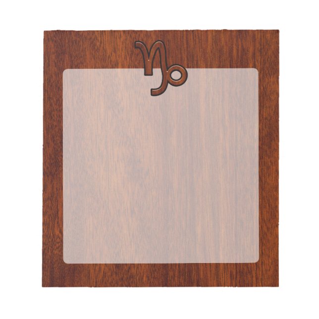 Capricorn Zodiac Symbol in Mahogany Brown Notepad (Front)
