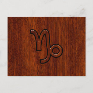 Capricorn Zodiac Symbol in Mahogany Brown Postcard