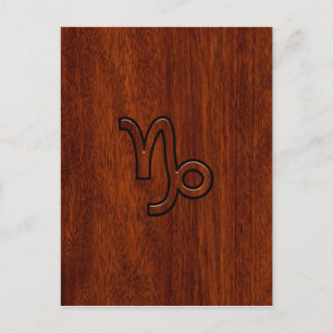 Capricorn Zodiac Symbol in Mahogany Style print Postcard