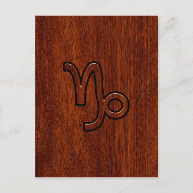 Capricorn Zodiac Symbol in Mahogany Style print Postcard (Front)