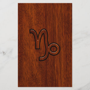 Capricorn Zodiac Symbol in Mahogany Style print Stationery