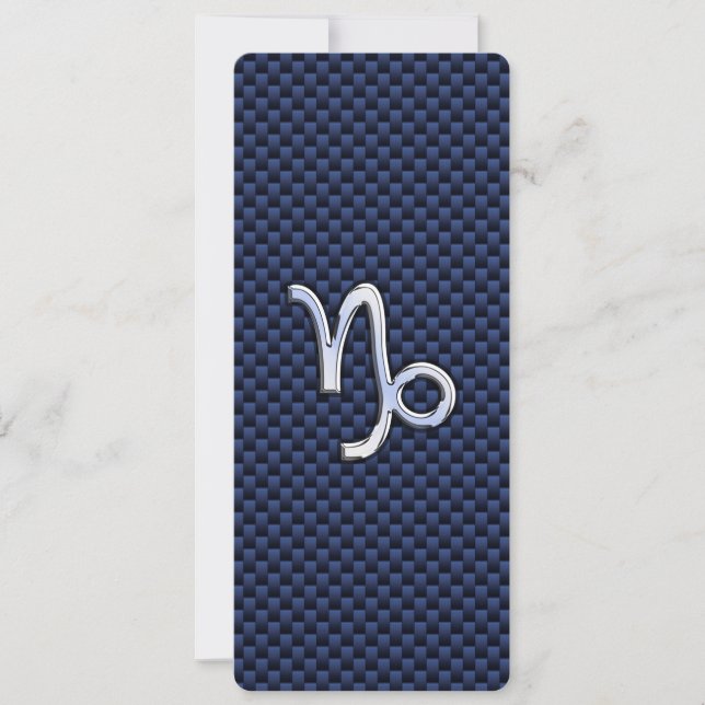 Capricorn Zodiac Symbol Navy Blue Carbon Fibre (Front)