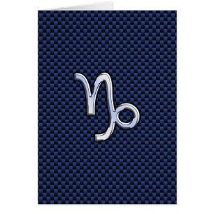 Capricorn Zodiac Symbol Navy Blue Carbon Fibre
